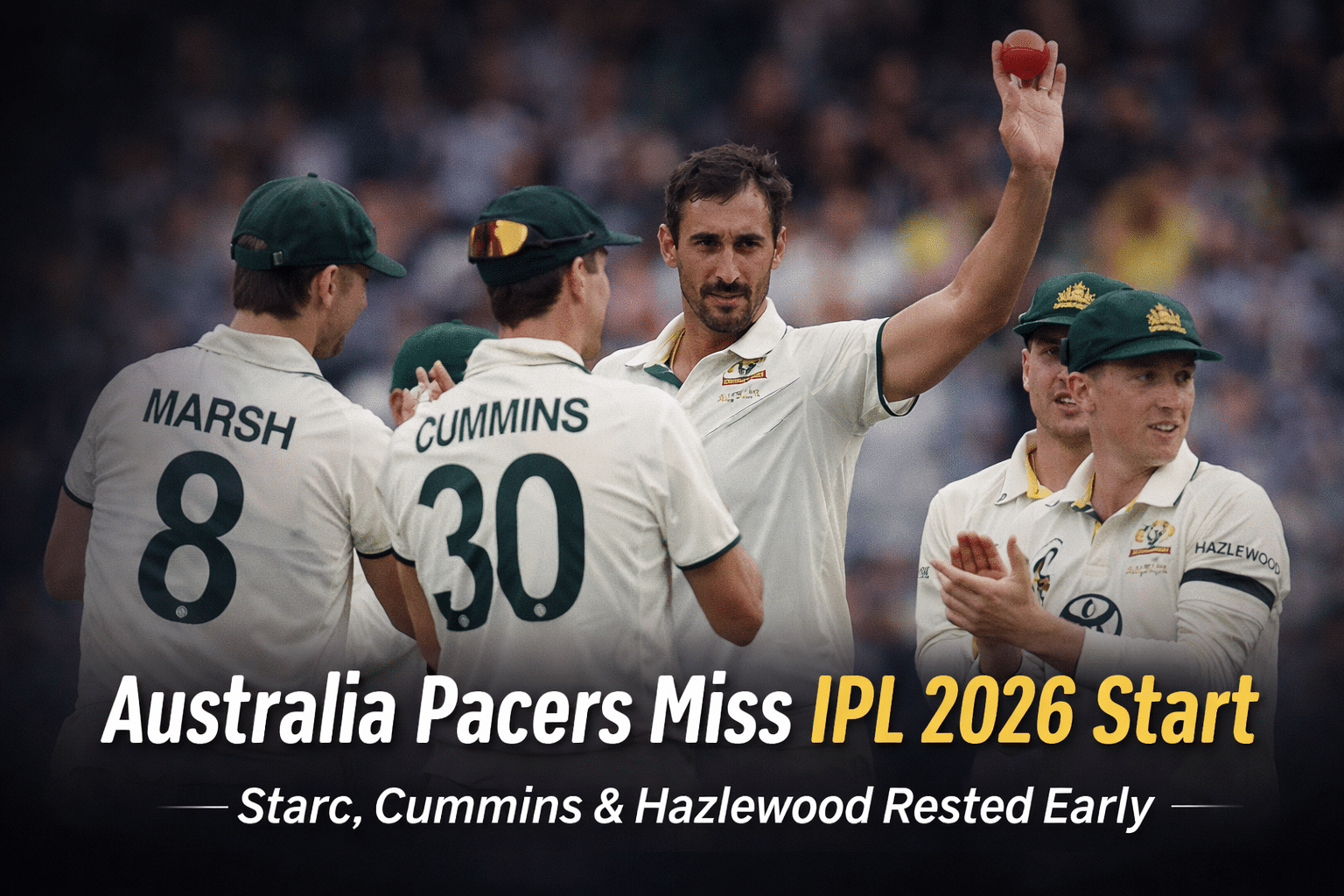 Australia pacers celebrate on field