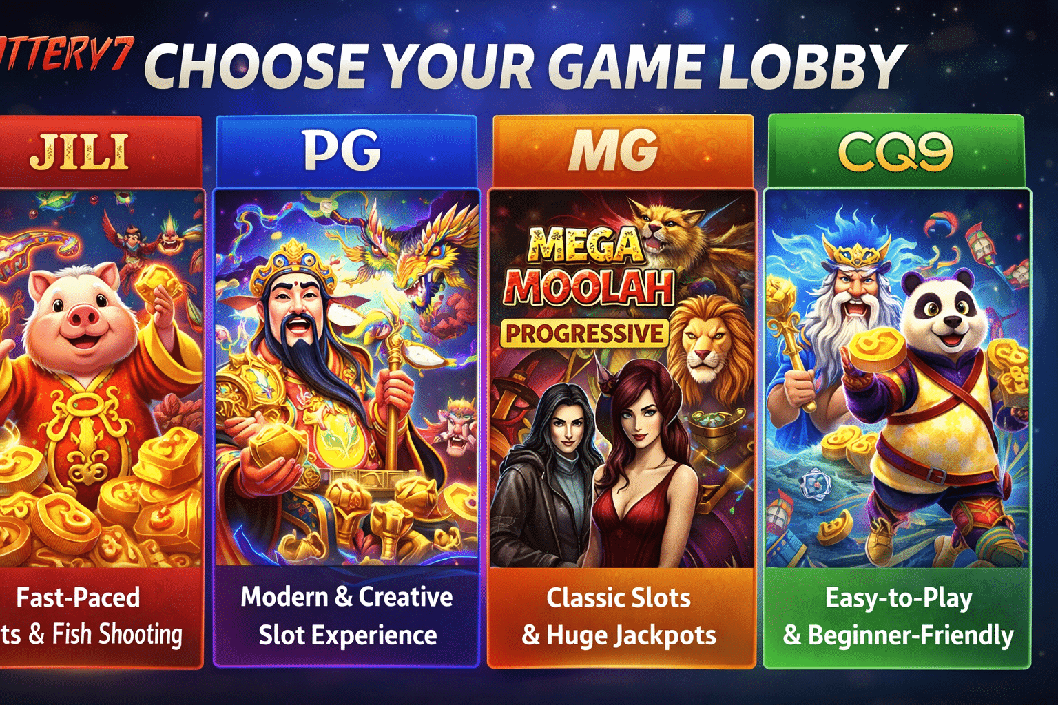 Choose a game slots lobby at Lottery 7