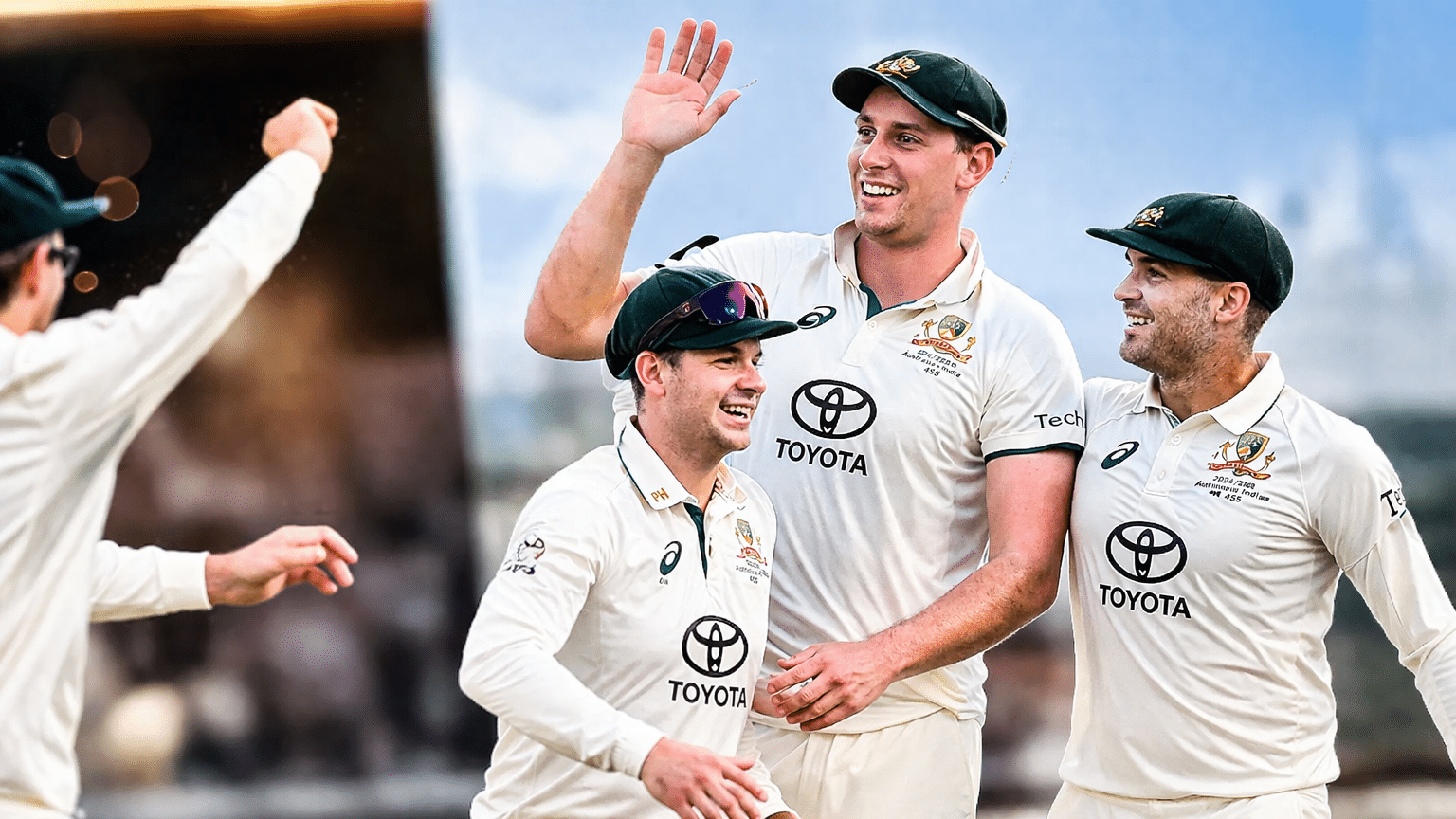 The joy of victory on the cricket field.