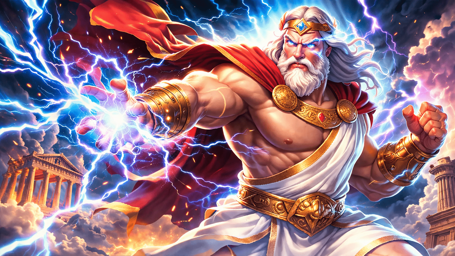 King of the Gods amidst a celestial storm
